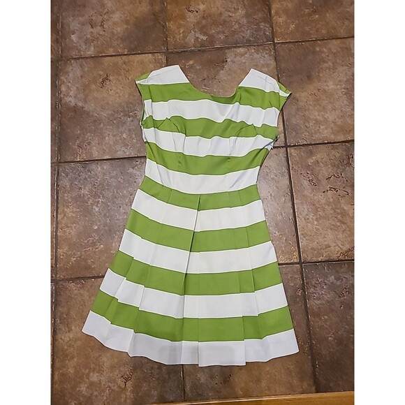 love21 Dresses & Skirts - Love 21 Mini Dress Green Stripe Fit Flare... Retro, Wedding, party Size S/P